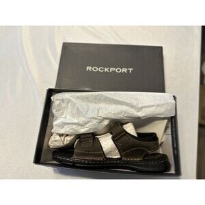 Rockport Darwin Fishing Mens Size 11W Black Leather Strap Sport Sandals Shoes